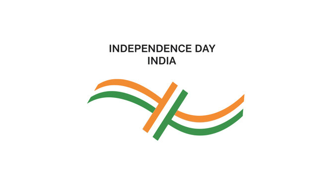 Minimalist Indian Independence Day Graphic Design with Saffron White and Green Wavy Stripes