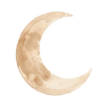 Watercolor Crescent Moon Illustration Transparent Background