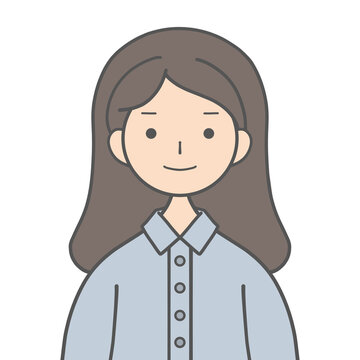 Minimal Web UI Business Avatar with Medium Hair and Light Blue Shirt