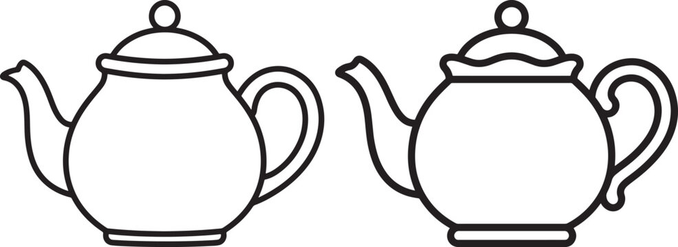 Teapot kitchen utensil silhouette icons with silhouette beverage steeping isolated kitchenware houseware appliance