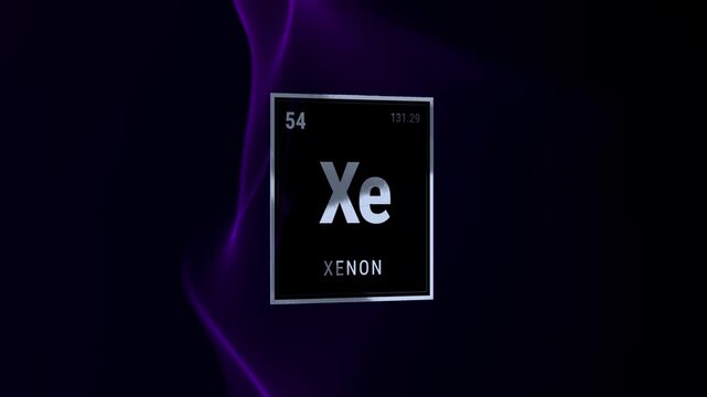 Xenon Periodic Table Element Symbol on Glowing Purple Background