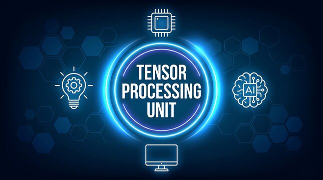 TPU Tensor Processing Unit Concept with Digital AI and Technology Icons