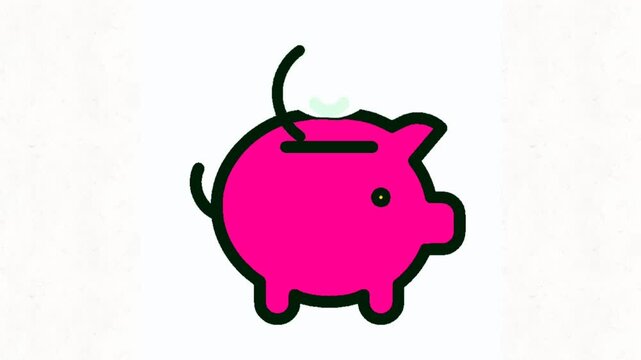 pink piggy bank animated icon