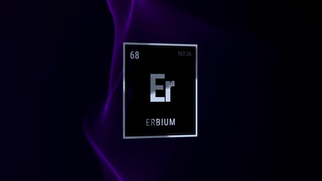Erbium Periodic Table Element with Abstract Purple Smoke Background