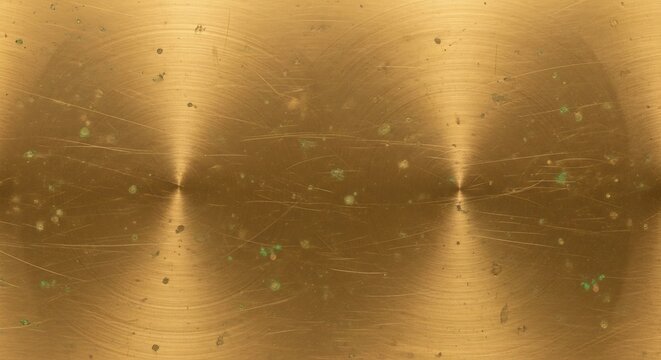 Aged Brushed Brass Surface Showing Circular Polish Marks in Close Up Texture Background