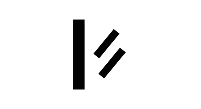 Minimalist black icon with vertical bar and diagonal lines