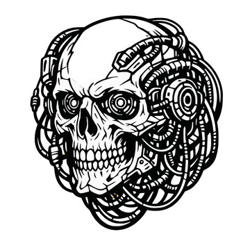 tribal skull tattoo vector blackwork 