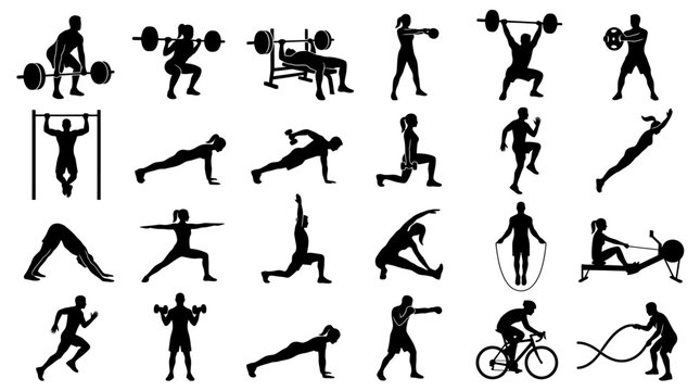 People doing various exercises and sports.