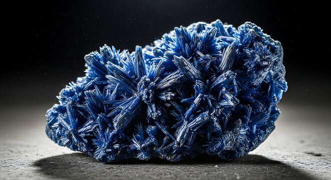 Macro photograph of a blue asbestos mineral specimen showcasing sharp needlelike crystals of crocidolite highlighting hazardous fibrous material used in industrial