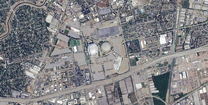Aerial Satellite View NRG Stadium Houston Astrodome Sports Complex FIFA 2026
