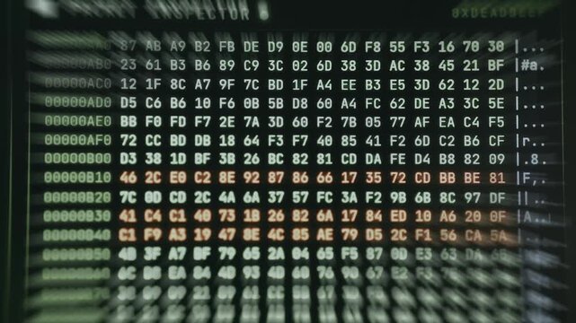Hexadecimal dump, binary data in human-readable hexadecimal values
