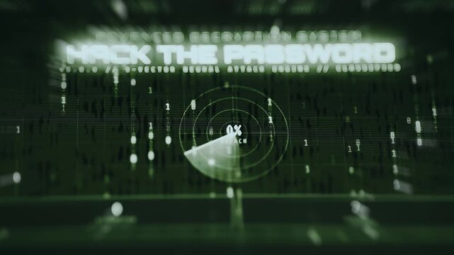 Sci-fi retro interface for hacking the password, ethical hacking concept
