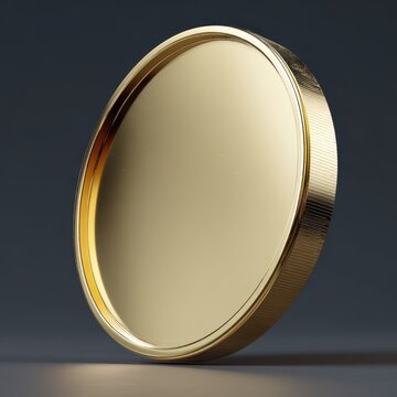 Side profile of a blank gold coin with beveled edge and reflective surface &acirc;&euro;&rdquo; 3D digital render