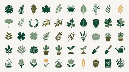 Fototapeta premium Collection of various plant icons.
