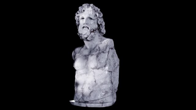 Classical Sculpture of Torso, Asklepios from Munichia Rotation Animation