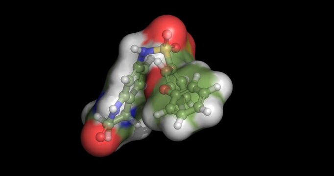 BRI-50460, investigational anticancer drug for targeted leukemia / lymphoma therapy, 3D molecule spinning, 4K 

