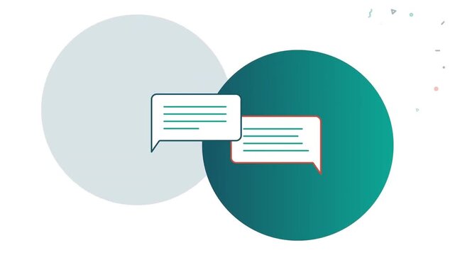 Two Speech Bubbles Overlapping for Communication and Dialogue Concept Animation
