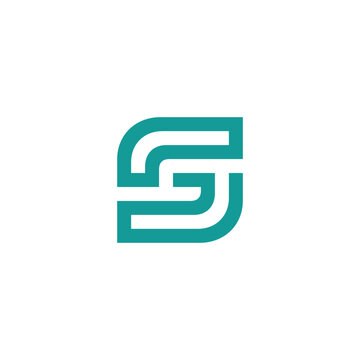 Abstract teal letter S logo design, modern geometric shape with rounded corners