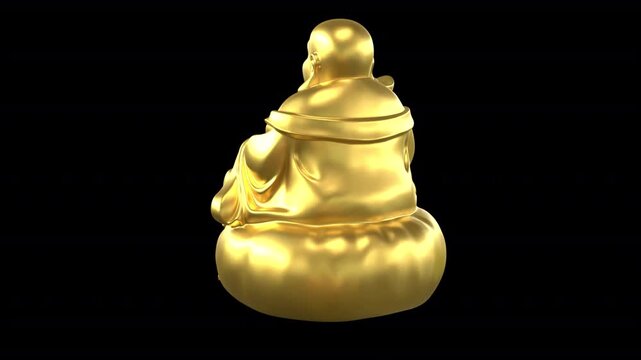 Feng shui laughing buddha rotating &ndash; 3d render looped with alpha channel.