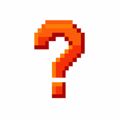 Fototapeta premium Pixelated Orange Question Mark Icon on White Background