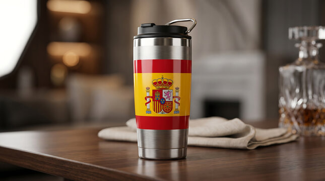 Stainless Steel Premium Travel Tumbler with Spain Coat of Arms Flag