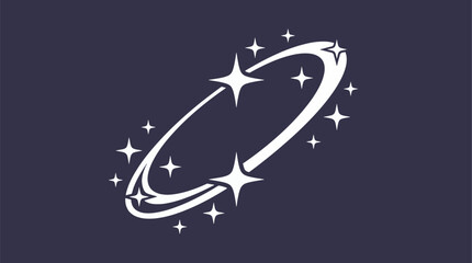 Sparkling magic orbit ring with glossy cosmic star clusters and y2k aesthetic celestial design elements vector illustration © Abul