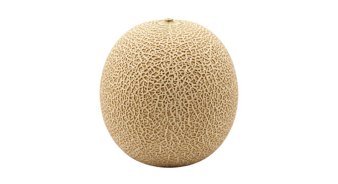 Whole fresh ripe cantaloupe melon isolated on transparent background