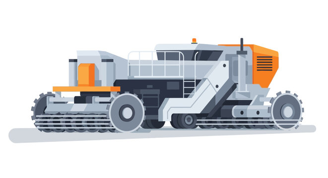 Heavy Industrial Surface Miner Machine and Continuous Excavator Vector Illustration