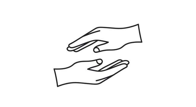 Cupping Hands Minimalist Line Art Vector