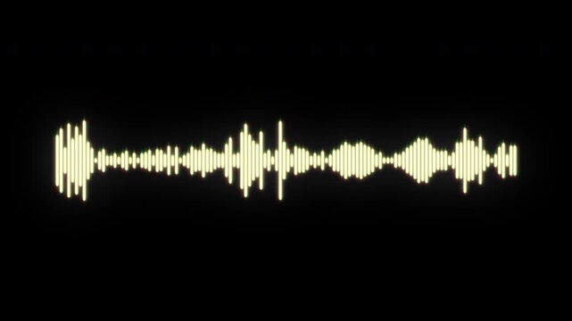 Minimal white audio spectrum motion graphic on black background, 4k seamless loop sound wave, voice signal waveform, sound equealizer, animated sound wave spectrum with alpha