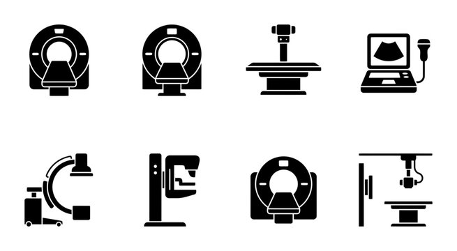 Medical Imaging Equipment Icons, Diagnostic Technology Set, Healthcare Machine Graphics, Radiology Equipment Collection