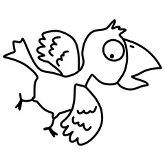 Fototapeta premium Cute Cartoon Flying Bird Doodle Vector Illustration Isolated on White Background