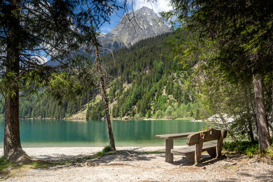 Italy, South Tyrol, Lake Antholz in the Rieserferner-Ahrn Nature Park