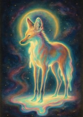 Naklejka premium Ethereal cosmic fox art.