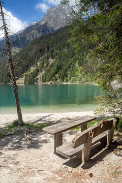 Italy, South Tyrol, Lake Antholz in the Rieserferner-Ahrn Nature Park