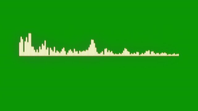 Abstract music waveform animation on vivid green screen featuring clean frequency bars, sound wave audio wave form isolate, digital music equalizer spectrum animation for voice, seamless 4k loop