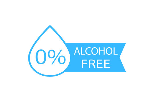 アルコール０％のしずく型アイコン付きラベル