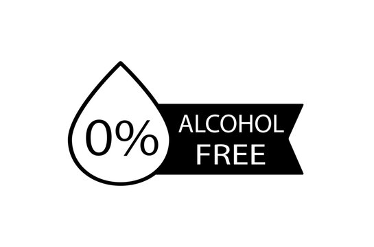 アルコール０％のしずく型アイコン付きラベル