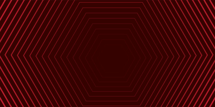 red glow hexagon tunnel loop. Seamless 4K animation. Abstract motion screen background with animated loop box. Glowing neon frames with bright colors on a black background. 3D rendering