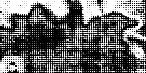 Abstract black and white background with dynamic halftone dot camouflage texture © roihan
