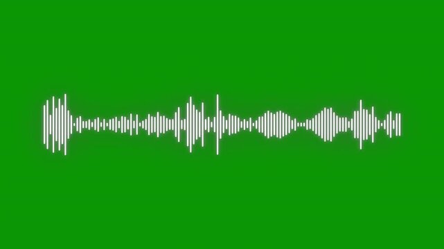 Abstract music waveform animation on vivid green screen featuring clean frequency bars, sound wave audio wave form isolate, digital music equalizer spectrum animation for voice, seamless 4k loop