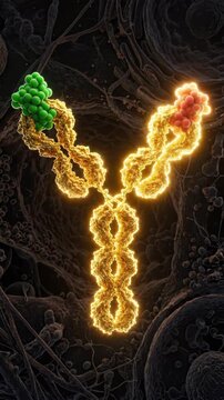 Antibody Y-Shape Antigen Binding Immunotherapy Animation Vertical