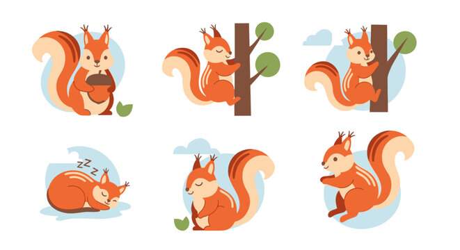 Cartoon set of fire flames vector illustration featuring cute orange dragon and fox elements with seamless design patterns for Halloween