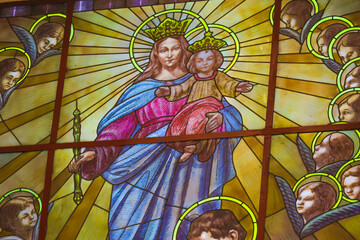 Naklejka premium Our Lady Help of Christians Catholic religious stained glass