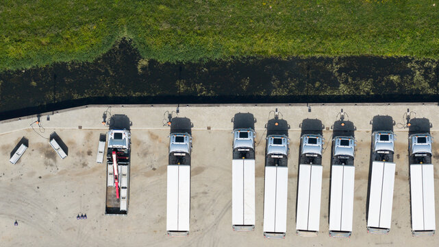 Aerial View of Electric Truck Charging Station