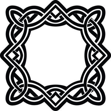 Black and white square celtic knot frame Vector, illustration