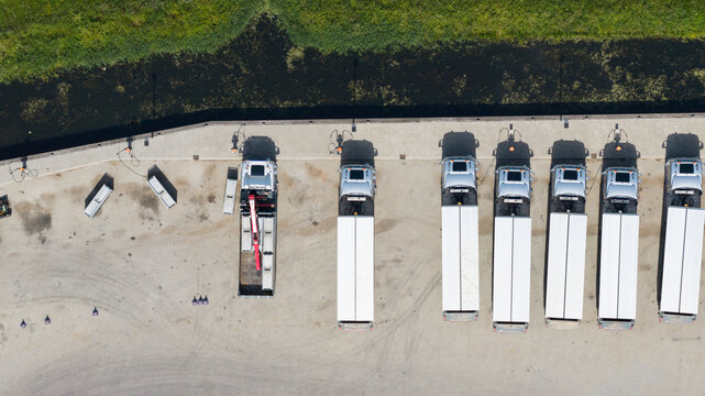 Aerial View of Electric Truck Charging Station