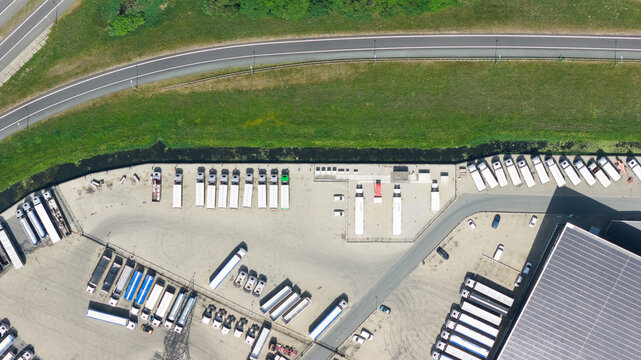 Aerial View of Electric Truck Charging Station