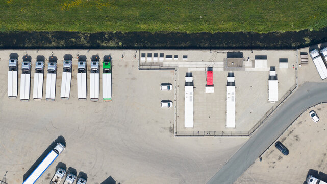Aerial View of Electric Truck Charging Station
