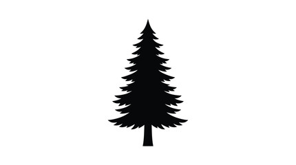 Fototapeta premium Fir Tree Silhouette On White Background Minimalist Graphic